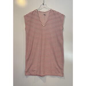 J Crew Red‎ White Nautical Striped Cotton Blend Tunic Dress Womens Medium